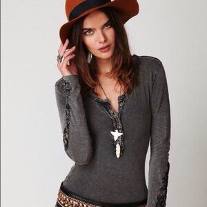 NEW! Free People Crochet Cuff Henley